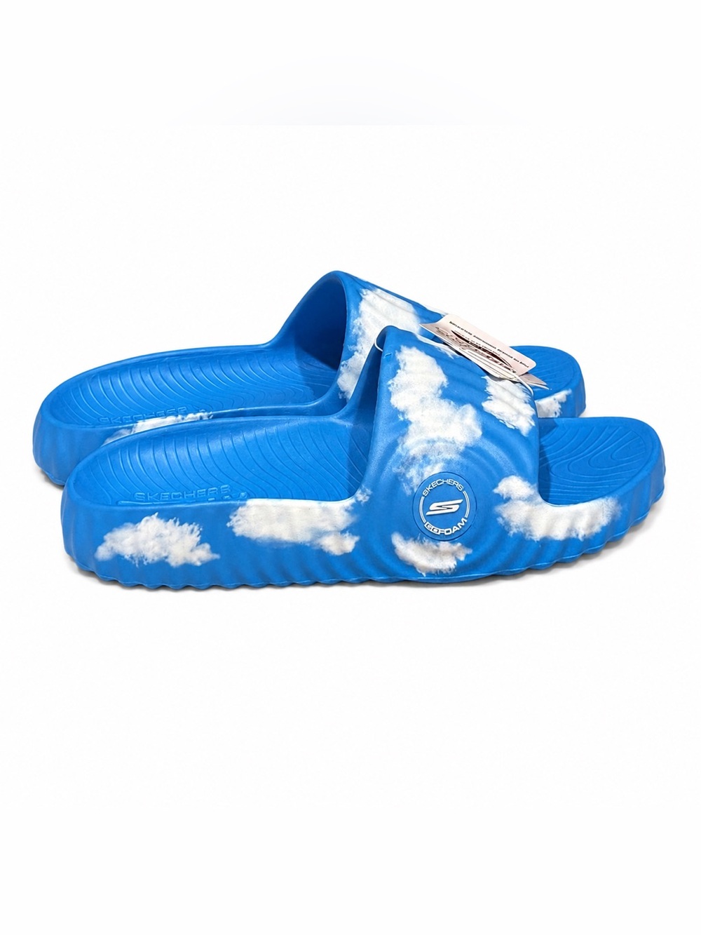 Skechers GO FOAM Arch Fit Craze Nubes Cloud Slides Blue White Women’s 8 NWT